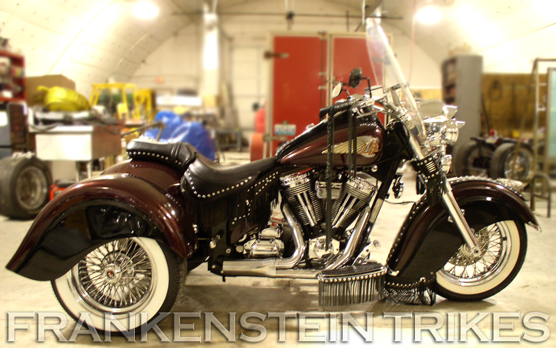 Frankenstein Trike kit on Indian with Indian style body Picture